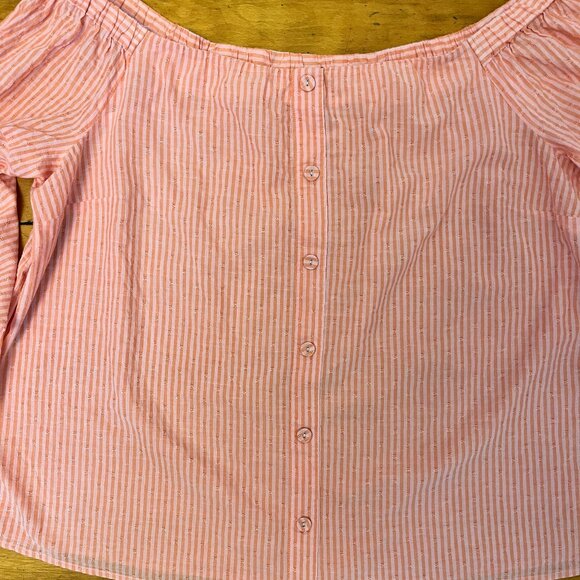 Lane Bryant Off The Shoulder Striped Handkerchief Sleeve Blouse, Size 18/20 - Picture 4 of 10